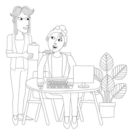 Women Working Business Illustration Office Sceneのイラスト素材