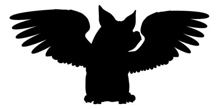 Flying Pig Wings Silhouette Saying Pigs Might Flyのイラスト素材
