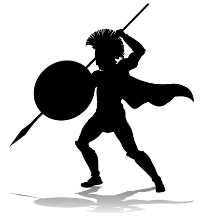 Spartan Silhouette Gladiator Trojan Greek Warriorのイラスト素材
