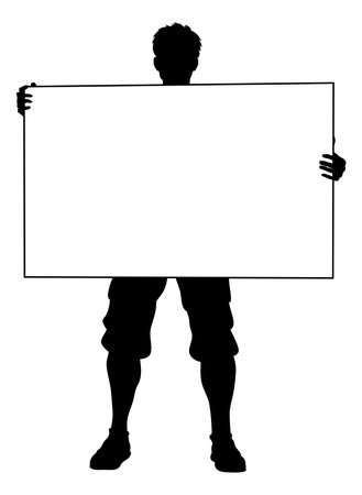 Protest Rally March Picket Sign Silhouette Personのイラスト素材