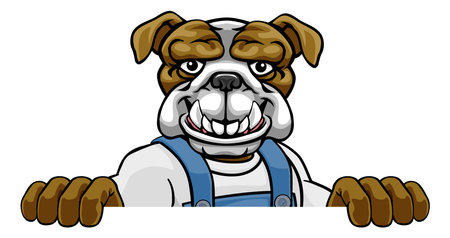 Bulldog Mascot Plumber Mechanic Handyman Workerのイラスト素材