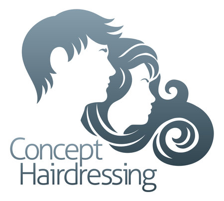 Hairdresser Silhouette Hair Salon Man And Womanのイラスト素材