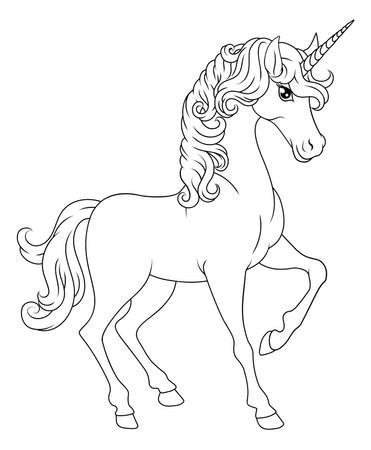 A Unicorn horse with horn cartoon mythological animal from myth illustrationのイラスト素材
