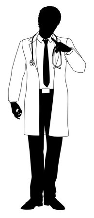 Silhouette doctor man medical healthcare person in a lab