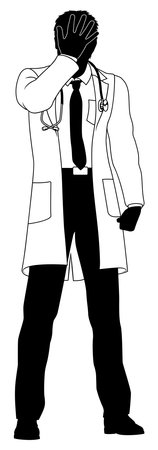 Silhouette doctor man medical healthcare person in a lab coat.のイラスト素材