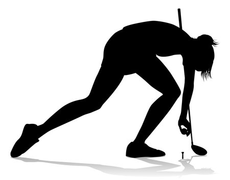 A woman golfer sports person playing golfのイラスト素材