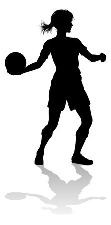 A female soccer football player woman in silhouettesのイラスト素材