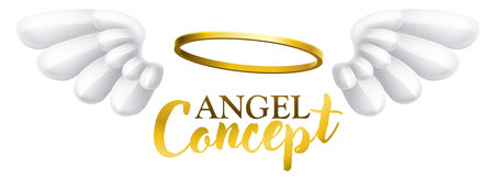 An angel wings and halo with text template conceptのイラスト素材