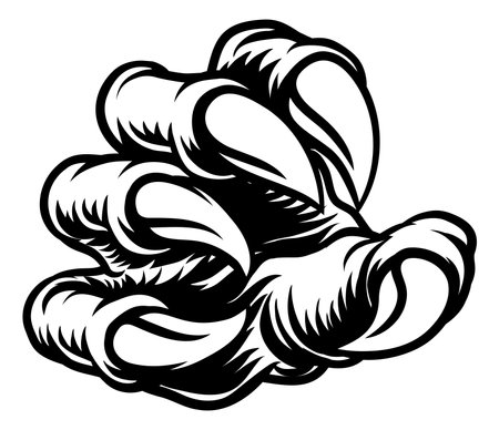 A scary claw hand belonging to a monster such a werewolf, dragon or dinosaur. Could also be an eagle, tiger or similar animals talonのイラスト素材