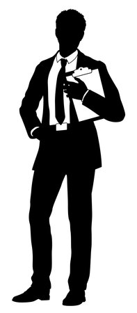 Business People Man With Clipboard Silhouetteのイラスト素材