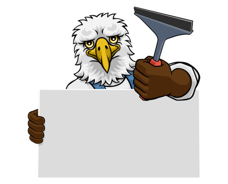Window Cleaner Eagle Car Wash Cleaning Mascotのイラスト素材
