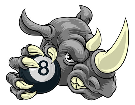 Rhino Rhinoceros Pool Cartoon Sports Mascotのイラスト素材