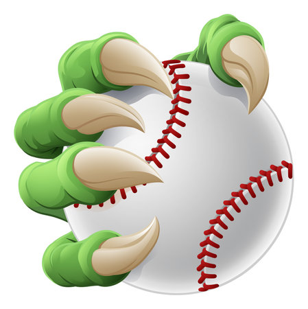 Baseball Ball Claw Cartoon Monster Animal Handのイラスト素材