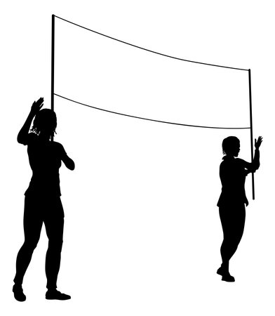 Banner Silhouette Protestors at March Rally Strikeのイラスト素材