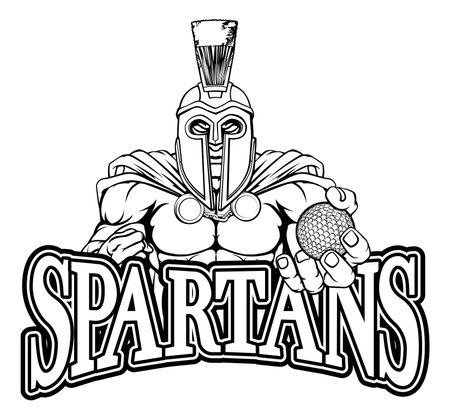 Spartan Trojan Golf Sports Mascotのイラスト素材