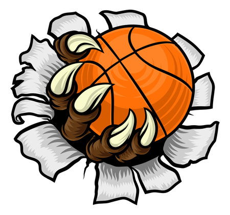 Basketball Ball Claw Cartoon Monster Animal Handのイラスト素材