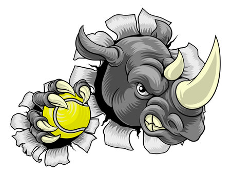 Boar Wild Hog Razorback Warthog Pig Tennis Mascotのイラスト素材