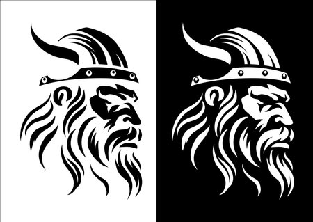 Viking Warrior Man Strong Mascot Face in Helmetのイラスト素材