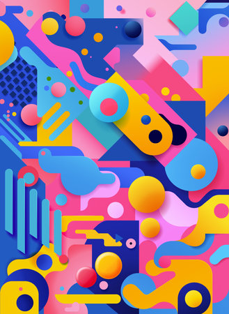 Bright Colorful Abstract Shapes Background Patternのイラスト素材