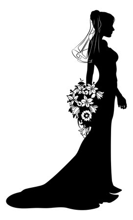 Bride Bridal Wedding Dress Silhouette Woman Designのイラスト素材