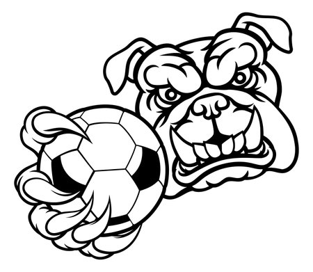 Bulldog Dog Soccer Football Ball Sports Mascotのイラスト素材
