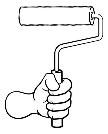 Painter Decorator Hand Fist Paint Roller Cartoonのイラスト素材