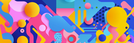 Bright Colorful Abstract Shapes Background Patternのイラスト素材