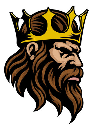 King Crown Warrior Head Mascot Medieval Face Manのイラスト素材