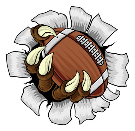 American Football Ball Claw Monster Animal Handのイラスト素材