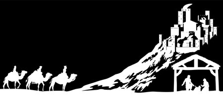 Christmas Nativity Scene Bethlehem Manger Wise Menのイラスト素材