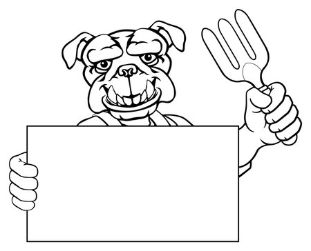 Gardener Tool Farmer Bulldog Dog Cartoon Mascotのイラスト素材