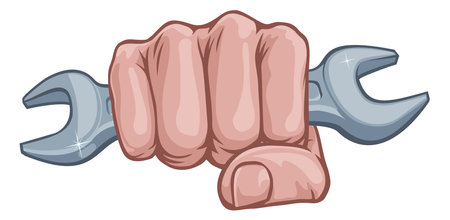 Spanner Wrench Fist Hand Comic Pop Art Cartoonのイラスト素材