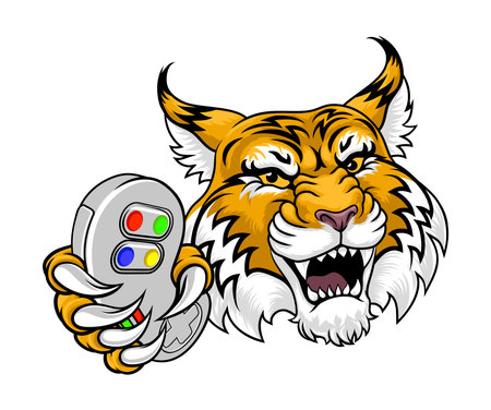 Wildcat Gamer Video Game Animal Team Mascotのイラスト素材