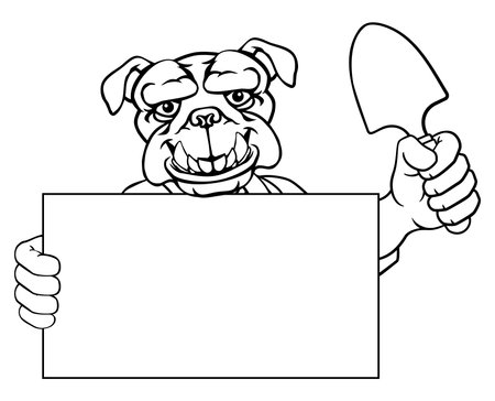 Gardener Tool Farmer Bulldog Dog Cartoon Mascotのイラスト素材