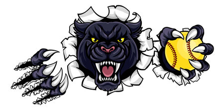 Panther Softball Animal Sports Team Mascotのイラスト素材