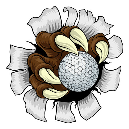 Golf Ball Claw Cartoon Monster Animal Handのイラスト素材