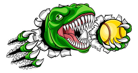 Dinosaur Softball Animal Sports Team Mascotのイラスト素材