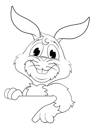 Easter Bunny Rabbit Cartoon Character Peeking Signのイラスト素材