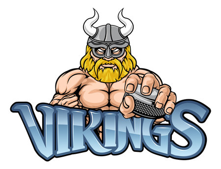 Viking Man Ice Hockey Sports Team Mascotのイラスト素材