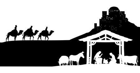 Christmas Nativity Scene Bethlehem Manger Wise Menのイラスト素材