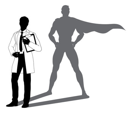 Superhero Scientist Super Hero Shadow Silhouetteのイラスト素材