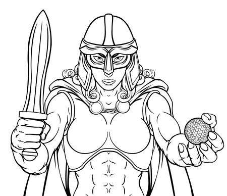 Viking Trojan Celtic Knight Golf Warrior Womanのイラスト素材