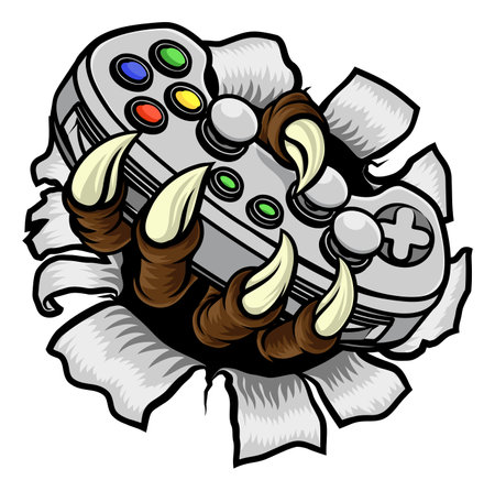 Video Gamer Game Gaming Controller Claw Handのイラスト素材