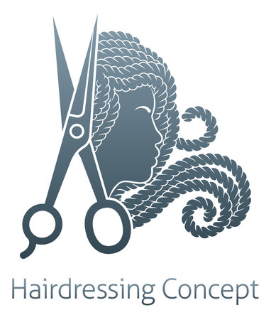 Black Woman Silhouette Hairdresser Hair Salon Iconのイラスト素材