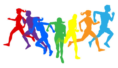 Silhouette Runners Running Sports Silhouettes Setのイラスト素材