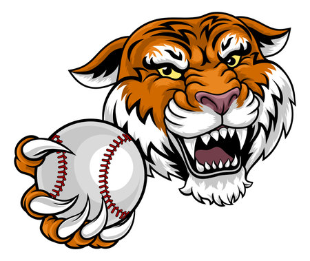 Tiger Baseball Ball Animal Sports Team Mascotのイラスト素材