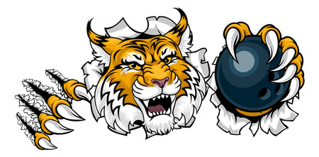 Wildcat Bowling Animal Sports Team Mascotのイラスト素材