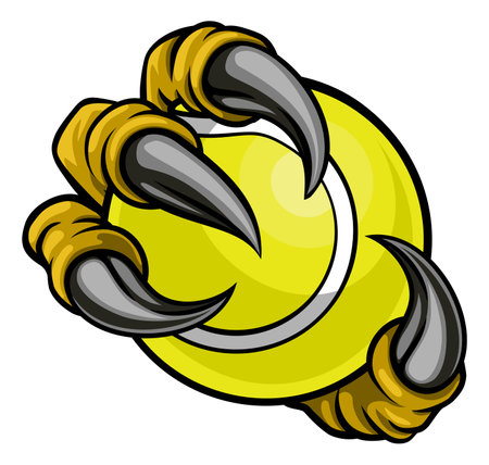 Tennis Ball Eagle Claw Cartoon Monster Handのイラスト素材