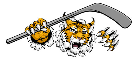 Wildcat Ice Hockey Team Cartoon Mascotのイラスト素材