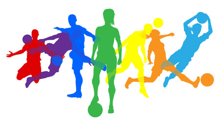 Soccer Football Players People Silhouettes Conceptのイラスト素材